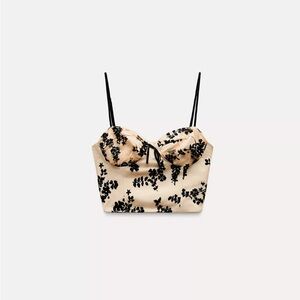 Zara Black and Cream Embellished Bustier Camisole